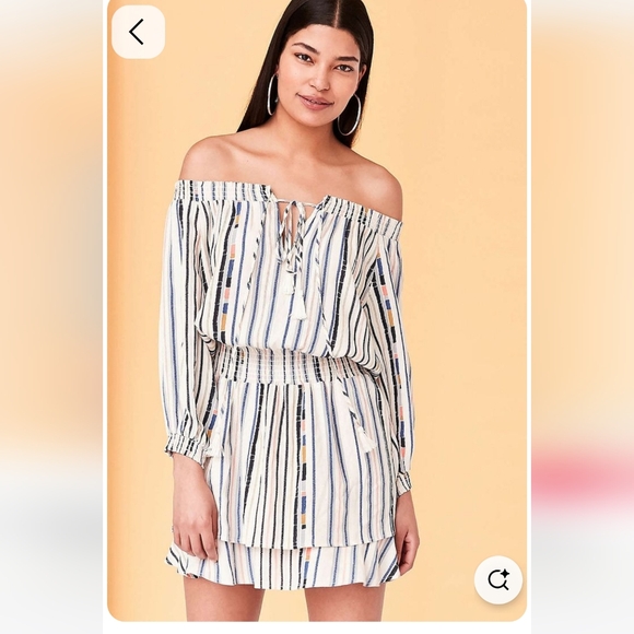 ASTR the Label Blouson Off The Shoulder Mini Dress Multi-stripe Size Medium - Picture 10 of 10